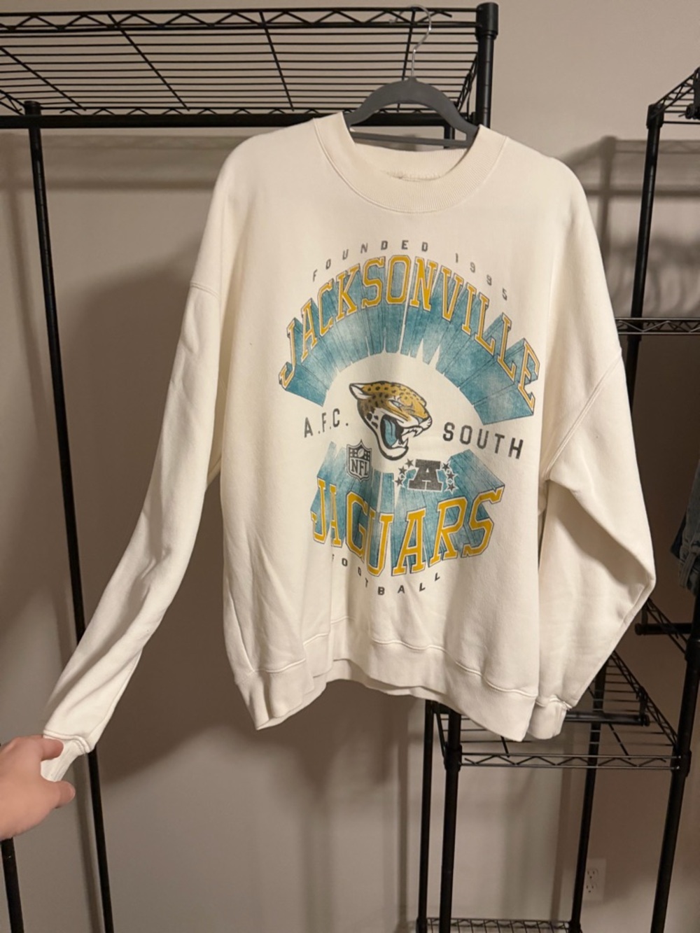 Abercrombie & Fitch Cream Oversized Crewneck Sweatshirt Jacksonville Jaguars